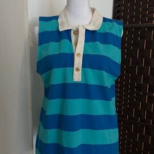 Ralph Lauren Plaid Polo Shirt Size Large Blue and White Women's Summer Top
